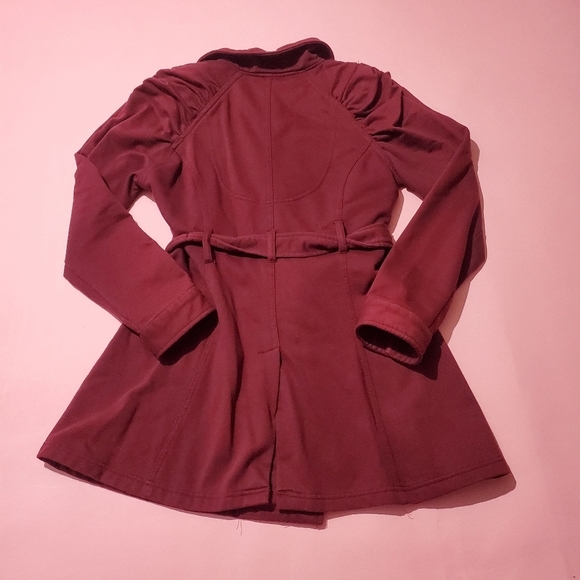 Vintage 2000s 00s Y2K Princess Rouched Dark Red Gothic Goth Jacket Pockets - Picture 7 of 9